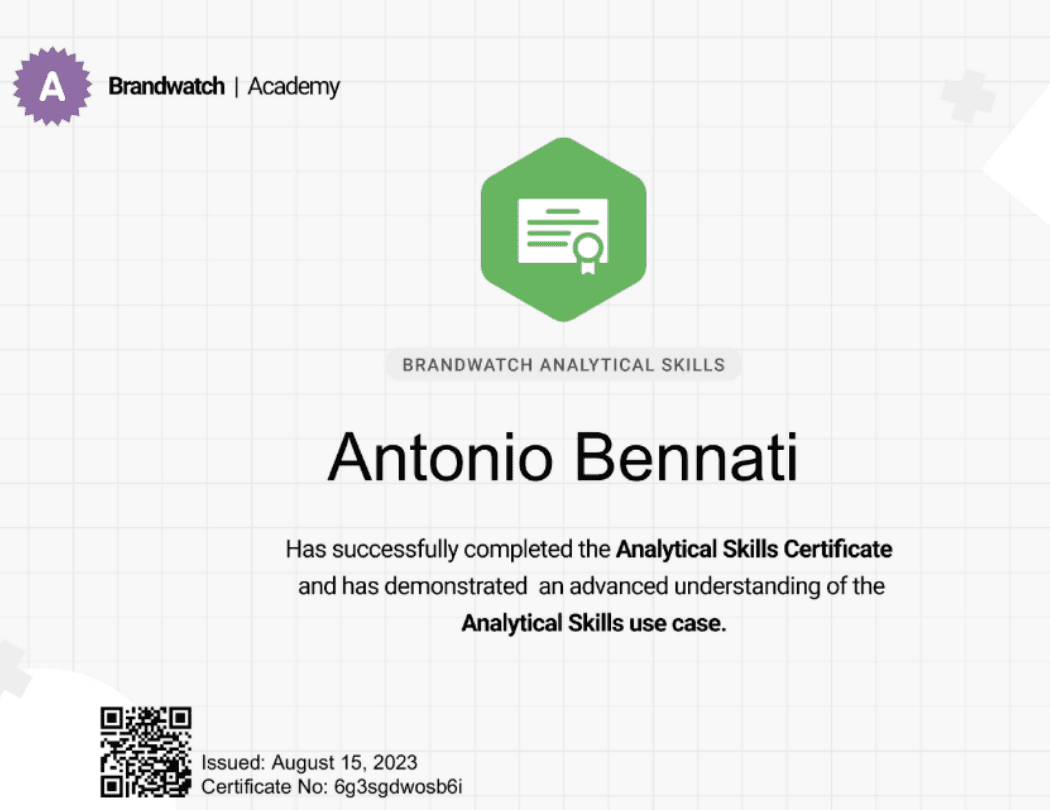 Brandwatch Academy — Analytical Skills Certificate